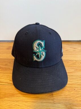 New Era Black Seattle Mariners S Logo Fitted Hat